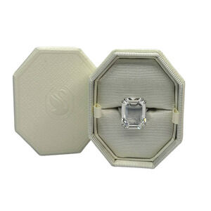 Swarovski Mesmera cocktail ring Octagon cut, White, Rhodium plated 8 USA